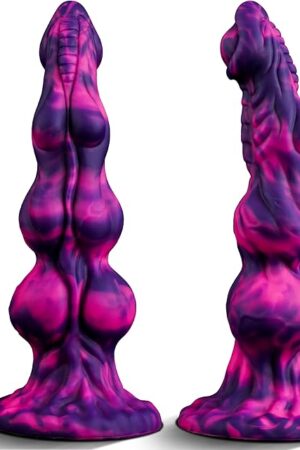 96" Huge Fantasy Horse Monster Dildo, 3 Big Knots Large Silicone Thick Dragon Anal Dildo with Suction Cup, Prostate Massage Giant Dog Knotted Adult Sex Toys for Men Women Gay