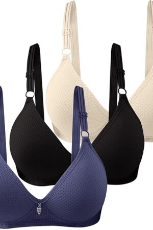 Women's Front Side Buckle Lace Edge Without Steel Ring Movement Seamless Gathering Adjustment Yoga Sleep Large Bra