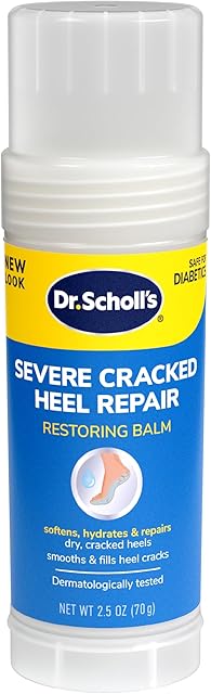 Dr Scholl?s Severe Cracked Heel Treatment Repair Balm, 25 oz - for Extremely Dry, Cracked Heels & Tough Skin on the Heels and Feet, Urea & Epsom Salt, Intensely Moisturizing, Safe for Diabetics