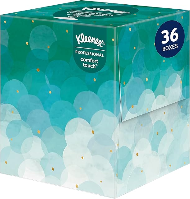 Kleenex Professional Facial Tissue, Bulk (21270), 2-Ply, White, Upright Cube Square Boxed Format, Designed for Business (90 Tissues/Box, 36 Boxes, 3,240 Sheets/Case)