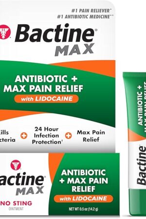Bactine MAX Antibiotic + Pain Relieving Ointment - Antibiotic Ointment with Lidocaine - Pain + Itch Relief for Minor Cuts & Scrapes & Burns - Lidocaine Numbing Cream - 05oz