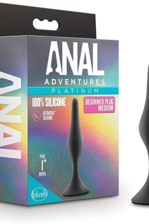 Blush Novelties Anal Adventures Platinum Silicone Plug - Tapered for Anal Training - Comfortable Base for Safety Easy Removal and Long Term Beginner Wear - Sex Toys for Him Her Couples