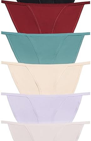 Women's String Bikini Panties Nylon Sports Silky Underwear Low Rise Cotton Liner Pack 6