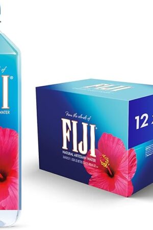 FIJI Natural Artesian Bottled Water 1 Liter / 338 Fl Ounce (Pack of 12) - 100% Natural Electrolytes