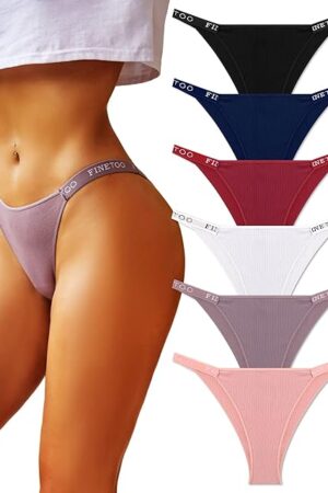 Womens Underwear Cotton High Cut String Bikini Panties Low Rise Hipster Ladies Sexy Cheeky Underwear Pack