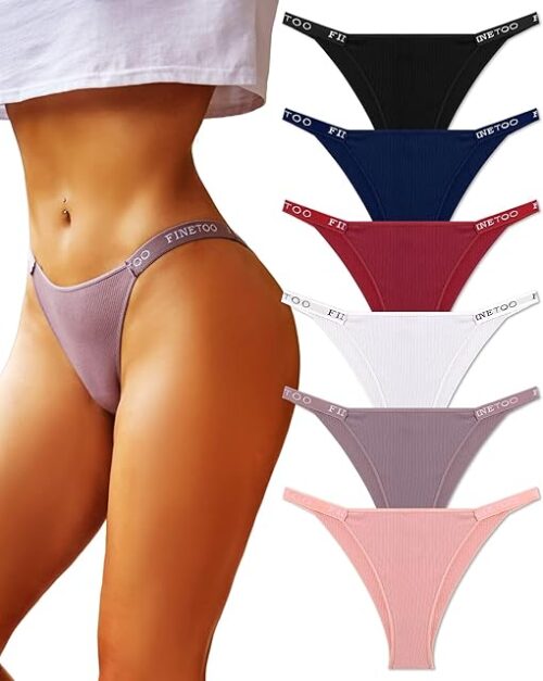 Womens Underwear Cotton High Cut String Bikini Panties Low Rise Hipster Ladies Sexy Cheeky Underwear Pack