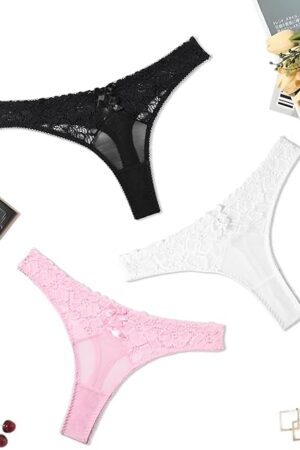 Womens Underwear Sexy Bikini Panties Lace Thongs Low Waist Cheeky Lingerie Panties