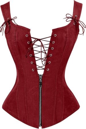 Women's Renaissance Lace Up Vintage Boned Bustier Corset with Garters