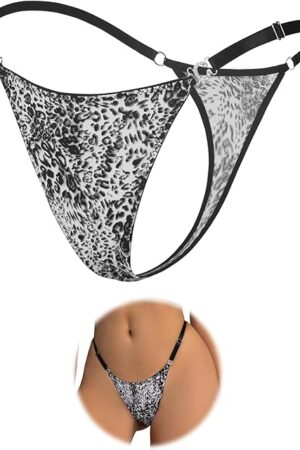 G-string Thongs for Women Micro Thong Sexy Low Rise Leopard Print T-Back Thong Underwear Plus Size Women's Bikini