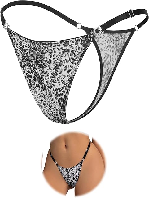 G-string Thongs for Women Micro Thong Sexy Low Rise Leopard Print T-Back Thong Underwear Plus Size Women's Bikini