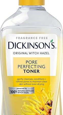 Dickinson's Original Witch Hazel Pore Perfecting Toner, 100% Natural, 16 Ounce Fragrance free