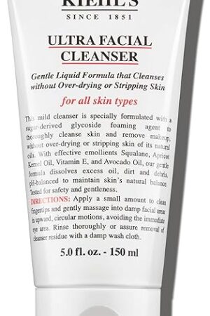 Kiehl's Ultra Facial Cleanser, Lightweight Foamy Facial Cleanser, Enriched Formula that Replenishes Skin Barrier, Gently Exfoliates and Moisturizes, Suitable for All Skin Types, Paraben Free