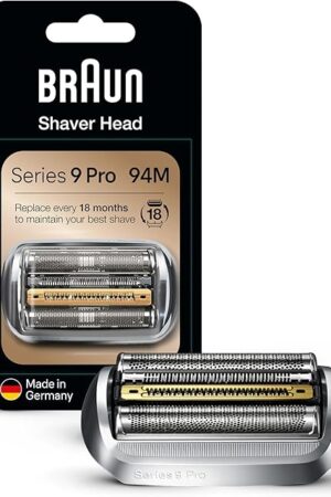 Braun Shaver Head Replacement Part 94M Silver, Compatible with Series 9 Pro and Series 9 Electric Razors for Men