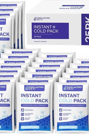 25 Pack - Instant Cold Packs - Instant Ice Packs for Injuries | Disposable Cold Compress Ice Pack for Pain Relief, Swelling, Inflammation, Sprains, Toothache - Cold Pack for Athletes