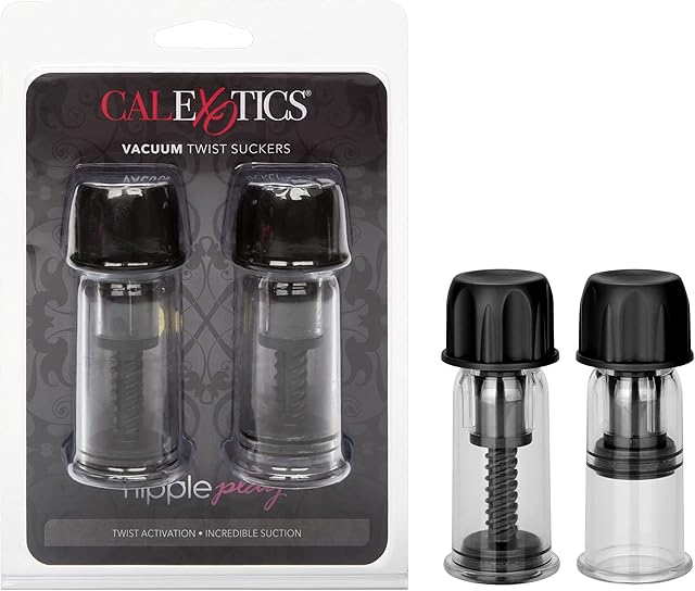 CalExotics Novelties Nipple Play Vacuum Twist Suckers, Black/Clear