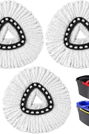 HOMEXCEL Mop Replacement Heads Compatible with O-Cedar EasyWring Spin Mops 3 Pack-Washable Microfiber Spin Head Refills-Easy Cleaning Mop Head Replacement