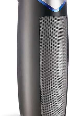 GermGuardian Air Purifier for Home with HEPA Pure Filter, for Wildfire Smoke, Pet Dander, Pollen, Odors, Large Rooms Up To 743 Sq Ft, Removes 9997% Pollutants, UV-C Light, 22", AC4825E, Gray