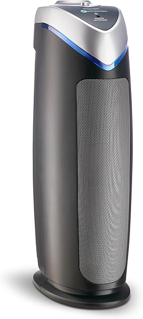 GermGuardian Air Purifier for Home with HEPA Pure Filter, for Wildfire Smoke, Pet Dander, Pollen, Odors, Large Rooms Up To 743 Sq Ft, Removes 9997% Pollutants, UV-C Light, 22", AC4825E, Gray