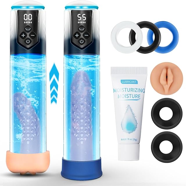 Electric Penis Pump Sex Toys for Men, Male Sex Toys with 5 Suction Modes, Waterproof Automatic Male Masturbator with Mini Pocket Pussy Penis Ring, Adult Toys Electric Penis Enlarge Vacuum Pump