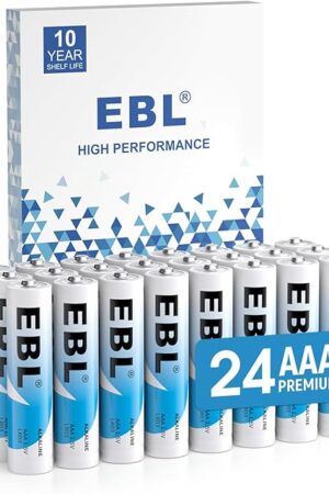 EBL AAA Batteries 24 Pack, 15V Alkaline Triple A Batteries, Long-Lasting Alkaline Power for All Your Devices, 10-Year Shelf Life