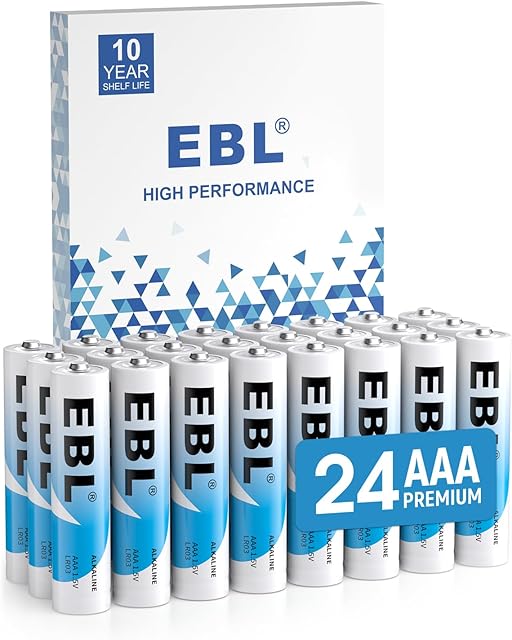 EBL AAA Batteries 24 Pack, 15V Alkaline Triple A Batteries, Long-Lasting Alkaline Power for All Your Devices, 10-Year Shelf Life