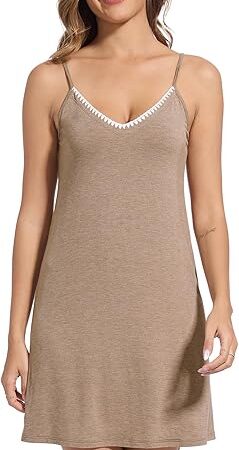 Viscose from Bamboo Nightgowns for Women Spaghetti Strap Sleep Dress Sexy Chemises Nightshirt S-XXL