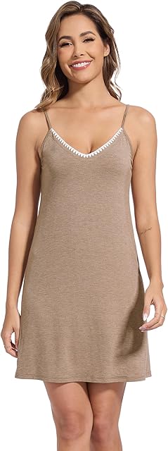 Viscose from Bamboo Nightgowns for Women Spaghetti Strap Sleep Dress Sexy Chemises Nightshirt S-XXL