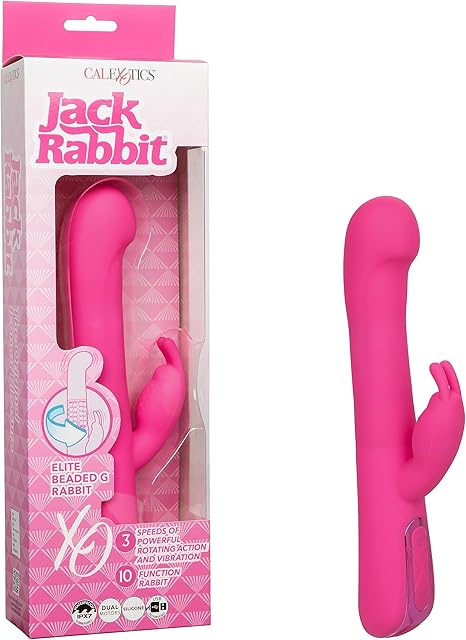 CalExotics Jack Rabbit Elite Beaded G Rabbit Vibrator, G Spot Clitoral Vibrating Massager for Women - SE-0615-20-3