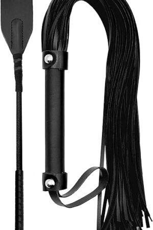 Black Sex Whip Adult Crop 18" BDSM Whip Set Bondage Flogger Kit Crop Sex Set Adult Crop Paddle Spanking BDSM Set Spanking Paddle Adults Flogger BDSM Starter Kit