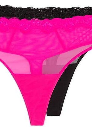 Women's Mesh & Lace Thong Panties, Available in Multi Packs