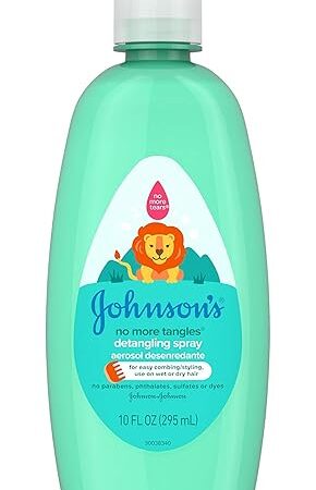 Johnson's No More Tangles Toddler & Kids Detangling Spray to Unlock Knots in Hair, Hypoallergenic & Paraben-Free, No More Tears Tear-Free Formula For Wet or Dry Hair, 10 fl oz