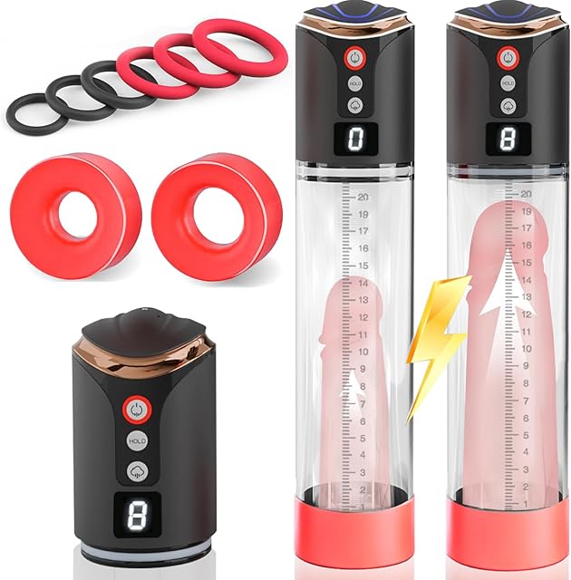 Electric Penis Enlargement Vacuum Pump, Rechargeable Automatic High Vacuum Sex Machine,8 Suction Modes and Counting Mode,for Stronger and Harder Penis Erection Device with Pocket Cat