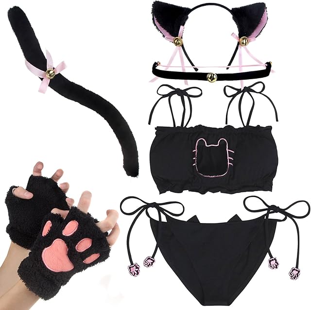 Women's Cosplay Lingerie Set Kitten Cat Bunny Sexy Costume Outfit Party Accessory