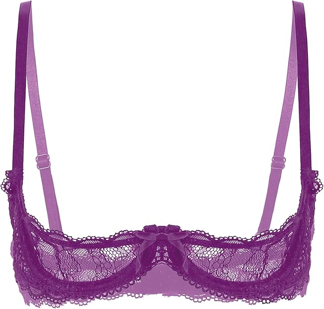 Women's See Through Bralette Sheer Lace Half Cup Open Breast Underwired Bra Tops Sexy Lingerie
