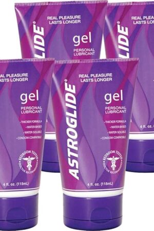 Astroglide Gel Personal Lubricant, Water-Based, No Drip, Thicker Formula, Long-Lasting, Easy Clean-Up, Condom Compatible, 4 oz (Pack of 4)