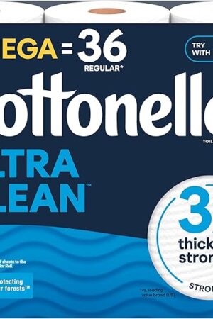 Cottonelle Ultra Clean Toilet Paper, 9 Mega Rolls = 36 Regular Rolls, Packaging May Vary