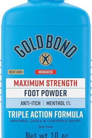 Gold Bond Medicated Talc-Free Foot Powder 10 oz, Maximum Strength Odor Control & Itch Relief