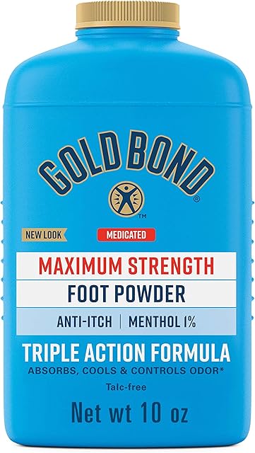 Gold Bond Medicated Talc-Free Foot Powder 10 oz, Maximum Strength Odor Control & Itch Relief
