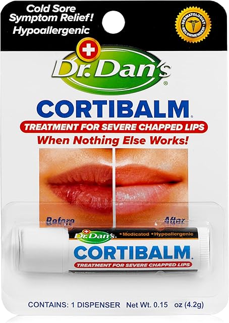 Dr Dan's Cortibalm - 1 Pack - for Dry Cracked Lips - Healing Lip Balm for Severely Chapped Lips - Designed for Men, Women and Children