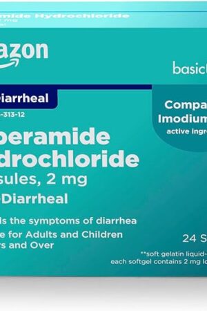 Amazon Basic Care Loperamide Hcl 2 Mg Softgels, Anti-Diarrheal, 24 Count (Pack of 1)
