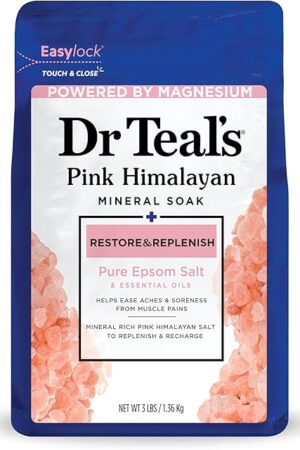 Dr Teal's Epsom Salt Magnesium Soak, Restore & Replenish with Pink Himalayan Salt, 3 lbs