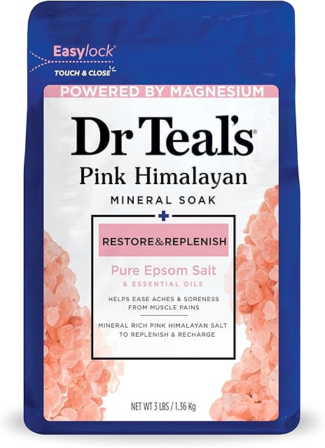 Dr Teal's Epsom Salt Magnesium Soak, Restore & Replenish with Pink Himalayan Salt, 3 lbs