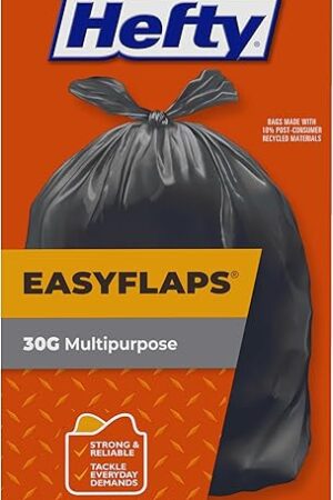 Hefty Easy Flaps Multipurpose Large Trash Bags, 30 Gallon, 40 Count