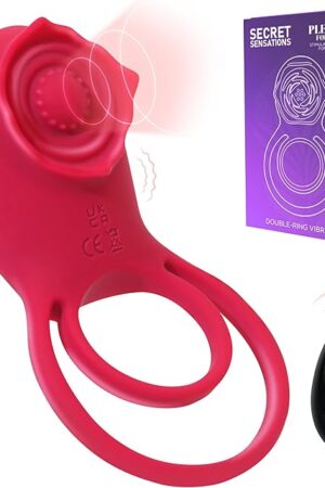 Vibrating Cock Ring with Rose Clitoral StimulatorPremium Penis Ring Vibrator for Couples, Dual Rings for Enhanced Erection & Pleasure, Adult Sex Toys for Couples with Multiple Vibrations for Intimacy