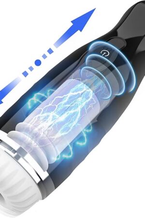 Automatic Male Masturbators with 5 Thrusting & Vibration, Adult Toy Sex Machine Sexual Stimulation Device for Pocket Pussy,Realistic Ultra-Soft Pussy Strokers 3D Textured Adult Sex Toys for Men