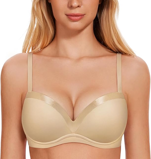 Women's Push Up Bra Padded Comfortable Plunge T Shirt Bras Underwire Support Lift Up Add One Cup