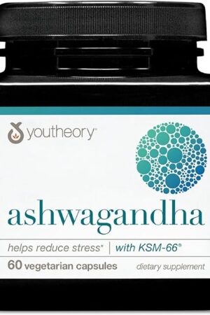 Youtheory Ashwagandha - 1,000 mg - Stress Support Supplement - Cortisol Support Supplement - Gluten, Dairy & Soy Free - 60 Vegetarian Capsules