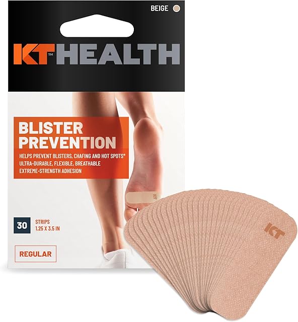 KT Health Blister Prevention Tape ? 30 Precut Strips for Blister Protection, Strong Adhesive, Dermatologist Tested, Ideal for Athletes and Active Lifestyles ? Beige
