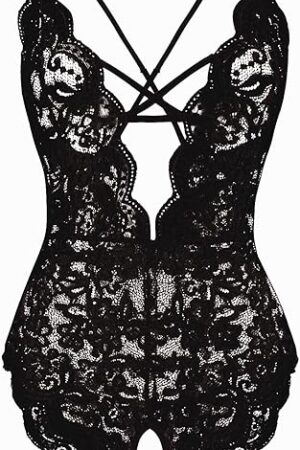 Women's One Piece Lingerie Sexy Lace Teddy Deep V Bodysuit Underwear S-XXL