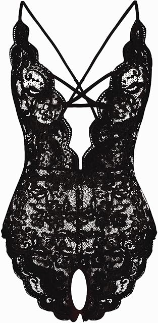 Women's One Piece Lingerie Sexy Lace Teddy Deep V Bodysuit Underwear S-XXL
